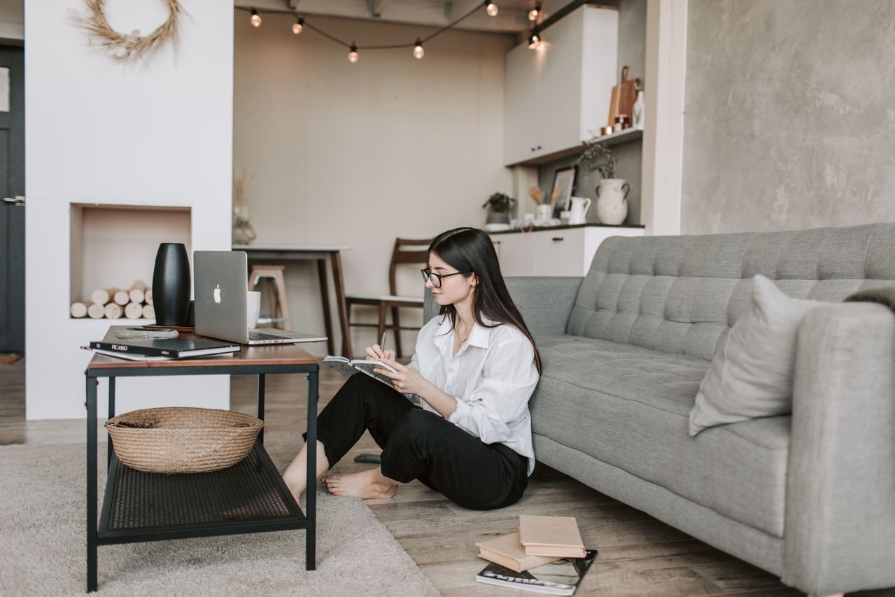 Person working on a laptop while starting a freelancing journey