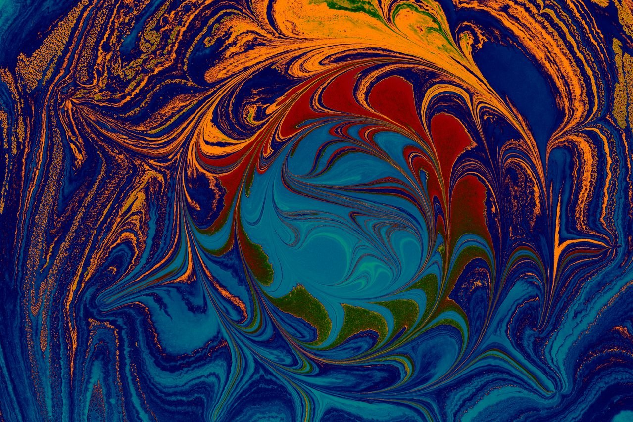 Artwork featuring swirling patterns with bold colors, representing the patterns that others have and understanding people